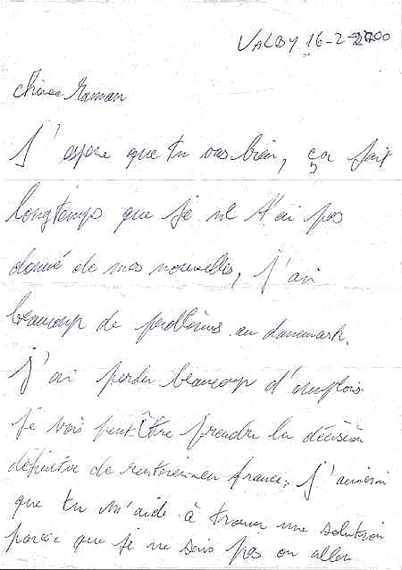 page 1 - Scan of Eric Rubio's last letter to his mother