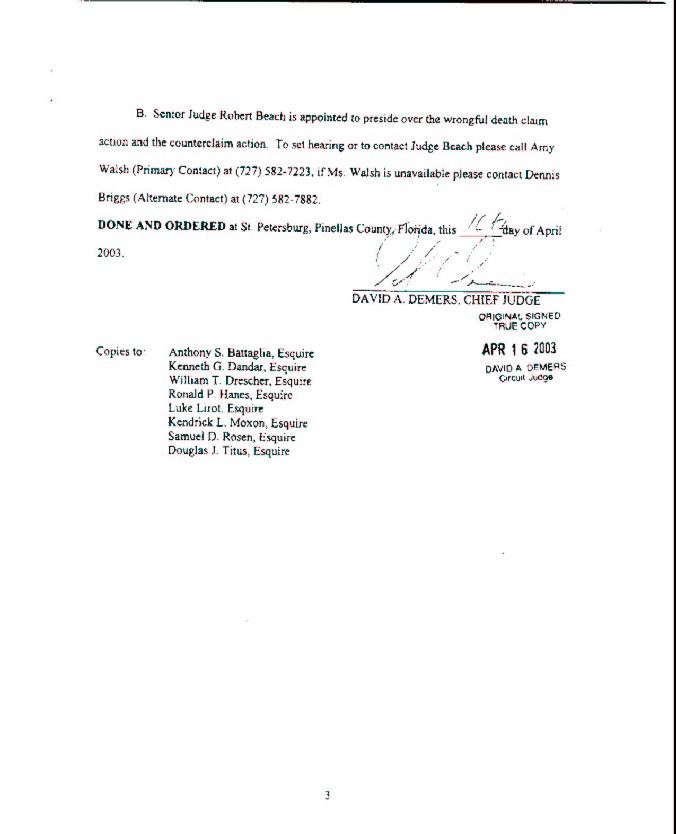 Chief Judge Order's on Reassignment of Case - 16 April 2003